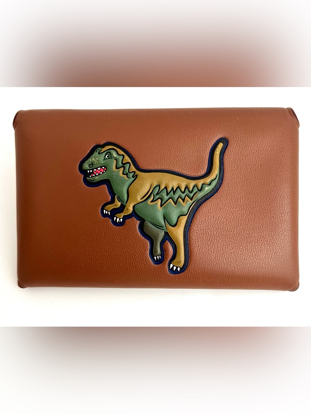 Coach Brown Leather Rexy Dinosaur Turnlock Card Case